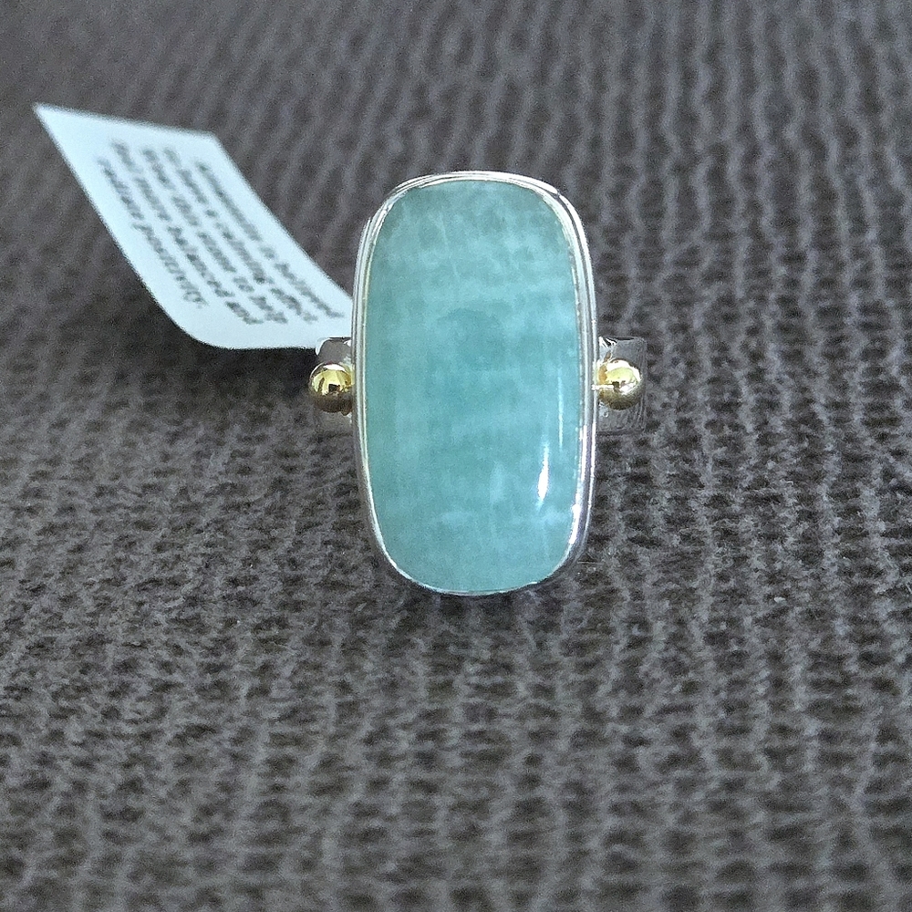 Shivam Rectangular Amazonite Statement Ring💍 - NWT - Picture 2 of 16